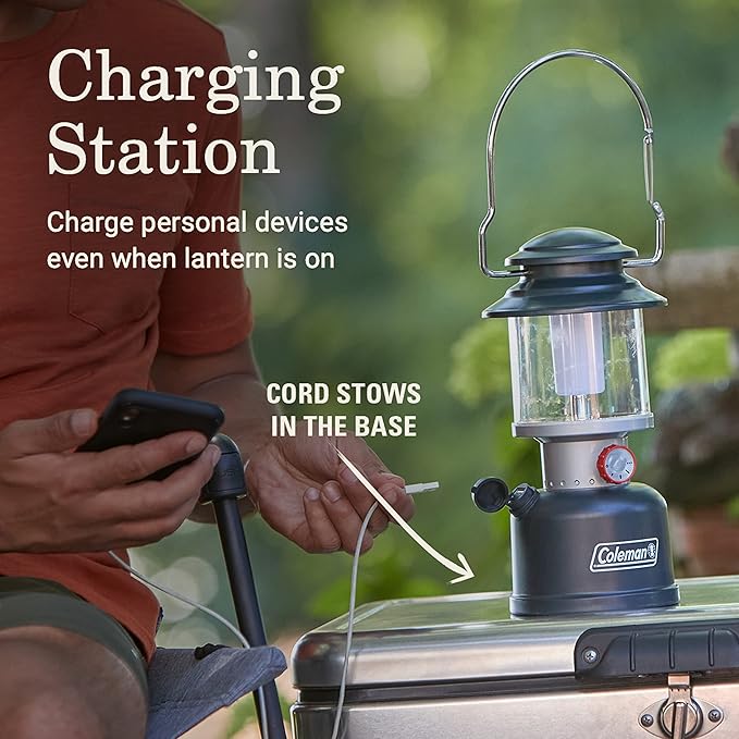 Coleman Classic Recharge 800 Lumens LED Lantern, Durable Water-Resistant Lantern with Built-in Rechargeable Batteries, Ideal for Camping and Emergencies