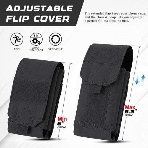 GORELAX Dual Tactical Molle Phone Pouch - Universal Holder for 4.7-6.7 Inch Phones, Fits Backpack/Vest/Belt (US Flag Patch)