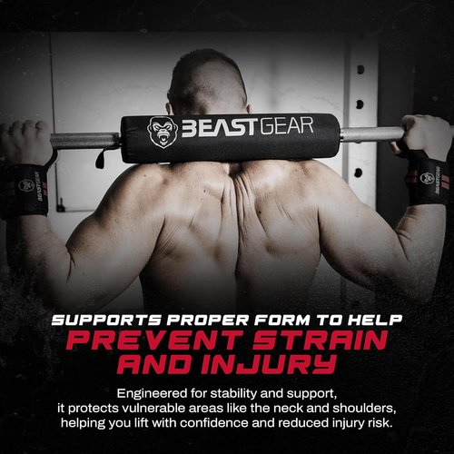 Beast Gear Barbell Pad for Hip Thrust Machine - Heavy Duty, Weightlifting Hip and Squat Bar Pad w/Secure Hook & Loop Fastener - Cushioned Foam Support for Weighted Bar