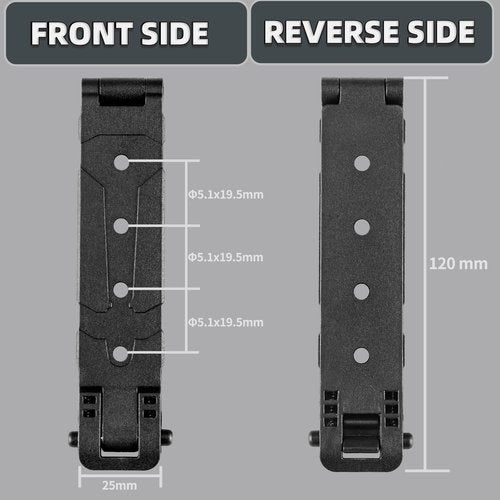 Molle Attachment Clips with Mounting Hardware for Vests, Backpacks, Holsters, Pouches, Locking Belt Clips Black (2 Pack)