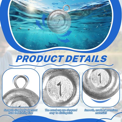 BELEFU 30 Pieces Disc Fishing Weights, 1 Oz Fishing Sinkers, Lead Coin Sinkers Saltwater Tackle for Surf Dragging Trolling Drifting Catfishing