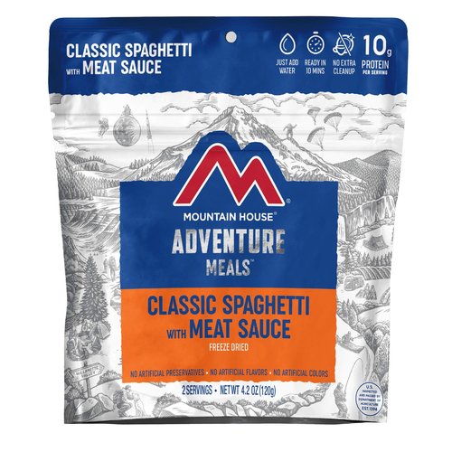 Mountain House Classic Spaghetti with Meat Sauce 2 Servings and Mint Chocolate Chip Ice Cream Sandwich 1 Serving Freeze Dried Backpacking & Camping Food