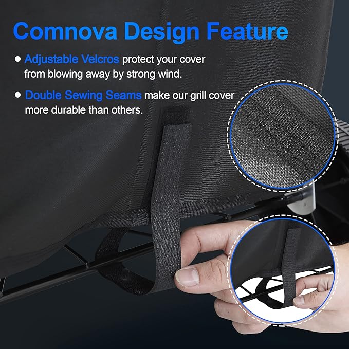 Comnova Charcoal Kettle Grill Cover - 600D BBQ Cover for Weber 18 Inch Charcoal Grill, Heavy Duty Waterproof Cover for Weber 18 Inch Original Charcoal Kettle, Cuisinart 18 Inch Kettle Grill and More