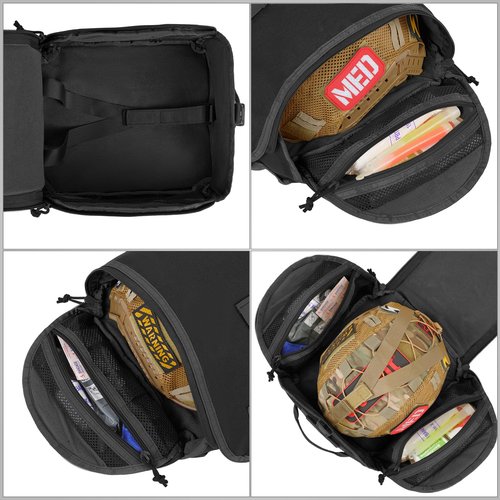FRTKK Tactical Helmet Bag Pack, Military Molle Pouch Multi-Purpose Carrying Storage Bag Include USA Flag Patch and 2 PCS Molle Straps for Sports Hunting Shooting Combat Helmets (Black)
