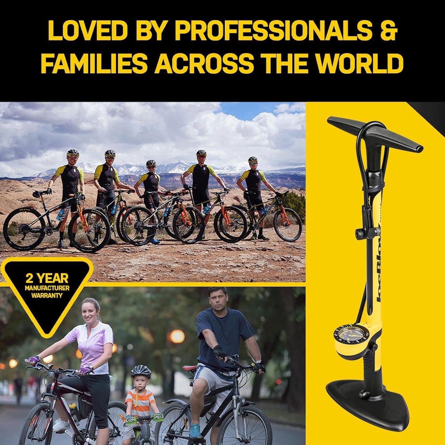 Topeak JoeBlow Sport III, High Pressure Bike Floor Pump, 160 PSI, 3" Analog Gauge