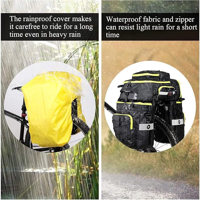 HUNTVP 3 in 1 Multifuctional Bicycle Expedition Touring Cam Pannier Bag (Fluorescent green)