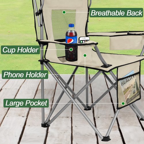 ptlsy Camping Chair with Shade Canopy for Adults, Quick Shade Canopy Folding Chair for Outdoor Sports with Cup Holder, Side Pocket for Camp, Beach, Tailgates, Fishing Support 330LBS (White & Blue)