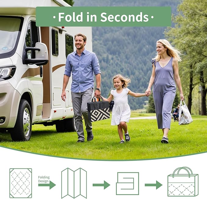 Outdoor Rug for Patio - Waterproof Plastic Straw Camping Rugs 6x9 ft, Reversible Outdoor Indoor RV Mat Carpet for Patio, Porch, Deck, Balcony, Picnic, Beach, Black Beige
