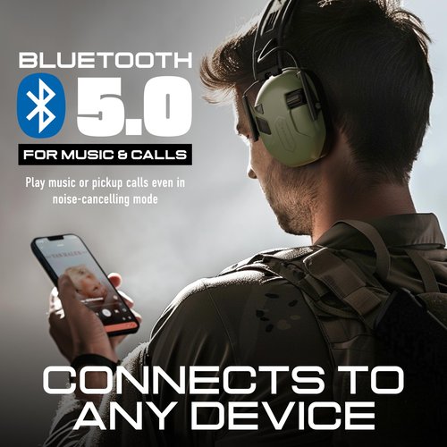 EARMOR M300T Electronic Hearing Protection with Bluetooth Shooting Earmuffs Noise Reduction for Hunting Shooting, SNR 29dB Dynamic Noise Control, Green