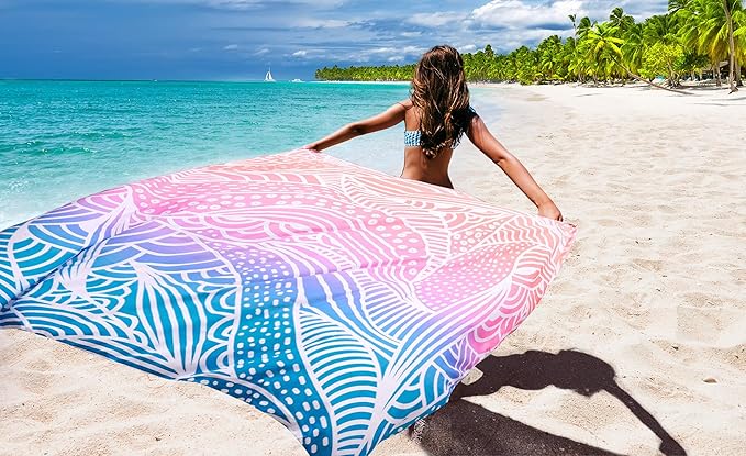 AISPARKY Beach Blanket Waterproof Sandproof Quick Drying Beach Mat Extra Large Outdoor Picnic Blanket for Travel Camping Hiking