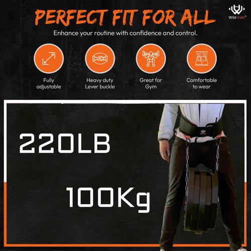 Wild-Iron Weight Lifting Belt – 2-in-1 Dip Belt with Weighted Belt, Chain – Heavy-Duty Dip Belt for Weight Lifting, Squats, Pull-Ups, Deadlifts – Quick- Release Back and Lumbar Support Belt