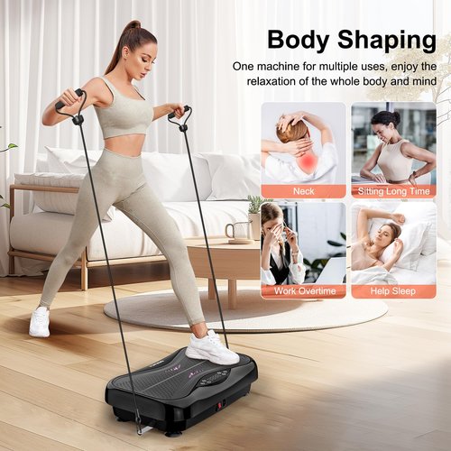 DERACY Vibration Plate Exercise Machine Whole Body Workout 3D XL Platform Shaker with Resistance Bands for Weight Loss, Body Shaping and Fat Burning