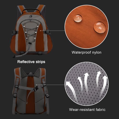Outplea 10L Orange Mini Kids Backpack with Padded Straps for Girls, Small Waterproof Hiking Backpack with Chest Strap for Women