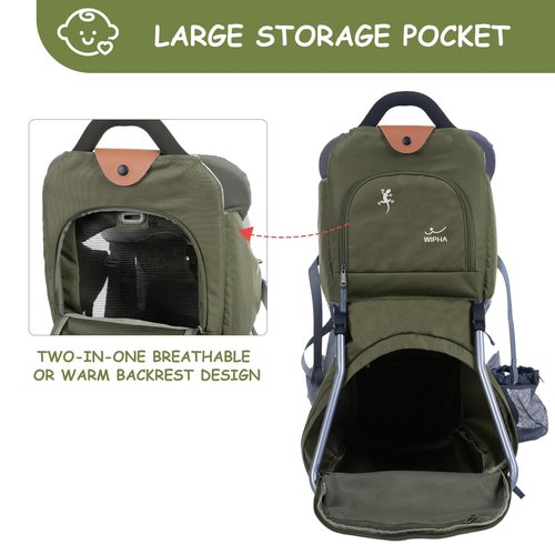 WIPHA Baby Backpack Carrier, Comfort Toddler Carrier Hiking Backpack with Canopy, Adjustable Lightweight Child Carrier