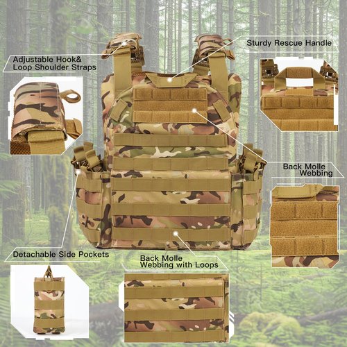 KESONS Quick Release Tactical Vest Adjustable Lightweight Breathable Weighted Vest for Training Outdoor Activities 1000D CP