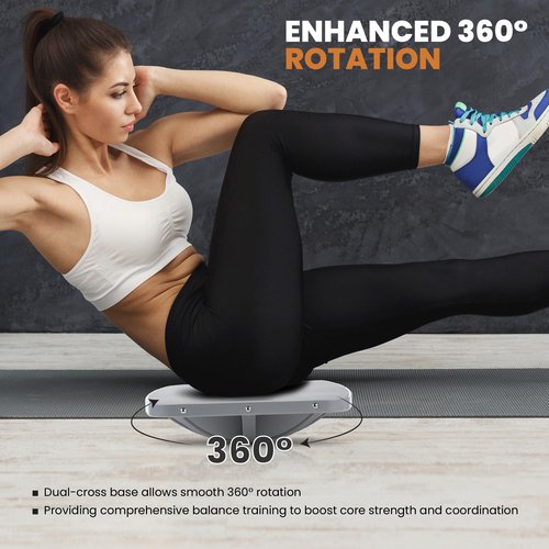 Professional Wooden Balance Board, 360 Degree Portable Wobble Board with Comfortable Surface, Standing Desk Rocker Board for Physical Therapy, Core Strength Stability Training (360 Degree-Light Gray)