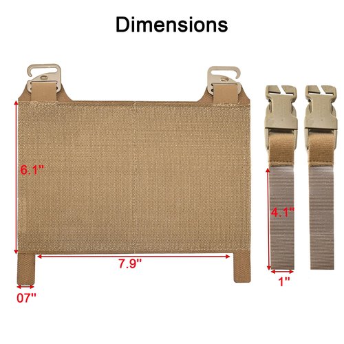 tactifans Tactical MOLLE Placard, Tactical Molle Front Flap with G-Hooks and Buckles Kit,Molle Hook and Loop Panel for Chest Rig,Hunting Vests(Coyote Brown)