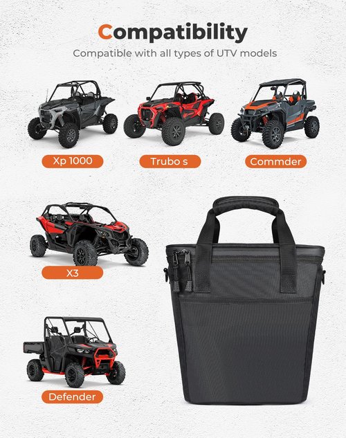 KEMIMOTO 9.4L Universal Cooler Bag UTV Soft Ice Bag Cooling 26 Hours Compatible with Polaris RZR/Can-Am/Talon/Kawasaki/Off-Road Car Widely Use for Camping Beach Lunch Beverage