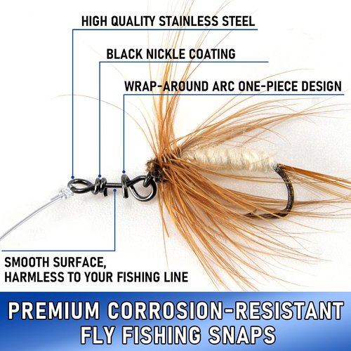 Alwonder 150-Pack/Box Fly Fishing Snaps Twist Clips, 3 Sizes Stainless Steel Quick Change Lure Snaps No Knot Clip Quick Snap Fast Snap Lure Connector for Flies Jigs Lures Fishing Clips Swivels Tackle