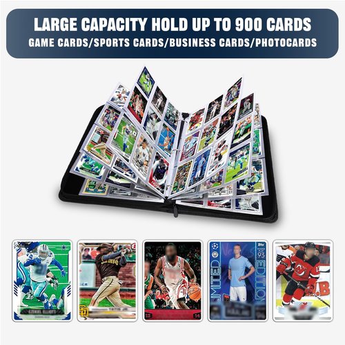 TsuiWah Football Card Binder 9-Pocket, Trading Card Binder, Sports Card Album Fits 900 Cards with 50 Removable Sleeves, Zipper Collectible Card Holder Organizer for Football, Sports Trading Cards