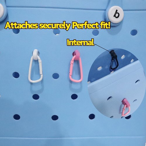 LIGHUFEIC 4Pcs Key Holder Set Charms for Bogg Bag,Insert Carabiners & Keychain Holders for Small & Large Beach Bags,Find Your Keys Quickly(White)