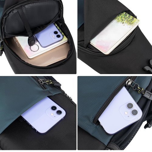 Peicees Sling Bag Crossbody Backpack For Men Women Hiking Waterproof Travel Shoulder Bags For Man Daypack Lightweight (Black)