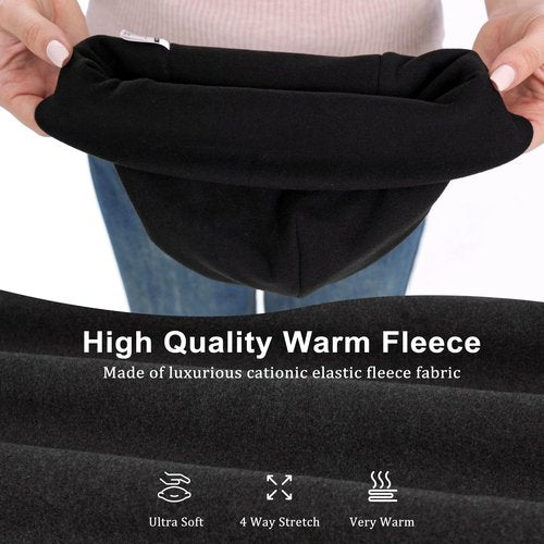 GADIEMKENSD Ponytail Beanie for Women Running Winter Hat with Reflective Accents Thick Warm Skull Cap Messy High Bun Hat for Cold Weather Ski Snowboard Hiking Workout Golf Black