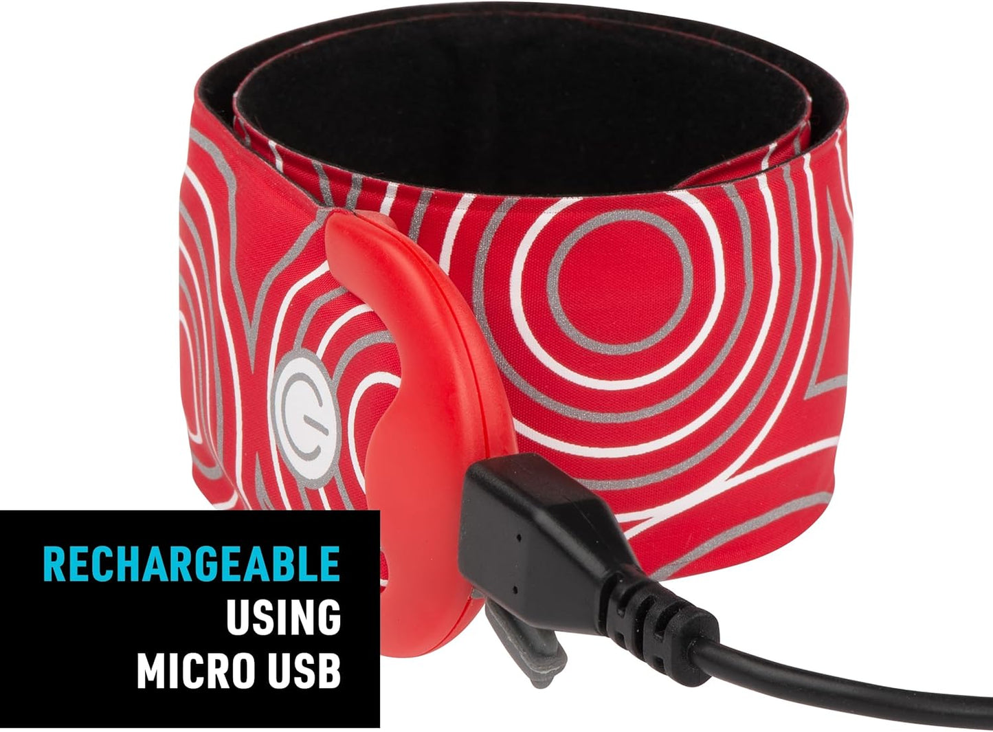 Nite Ize SlapLit Rechargeable LED Slap Wrap - Light-Up Slap Band for Wrists or Ankles - Wristband with LED Light for Nighttime Visibility - Running, Biking, Hiking & More - Red with Red LED
