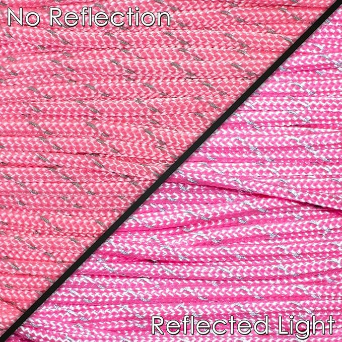 West Coast Paracord – 95 Tensile Strength - 1 Strand Reflective Paracord (50 Feet, Baby Pink)