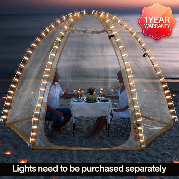 EighteenTek Sports Tent Screen House Room Greenhouse Camping Tent Canopy Gazebos 4-6 Person for Patios Large Oversize Weatherproof Pod Pop Up Tent, Cold Protection Beige 10โx10โ