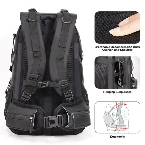 MIAZIB Hiking Backpack Camping 40L Outdoor Daypack Lightweight Travel Backpack with Rain Cover for Women Men (Black)