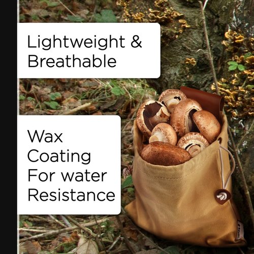 Wrenbury Mushroom Foraging Bag - Waxed Canvas Mushroom Forager Pouch - Foldable Bags for Hunting and Forage Gifts - 8.75”