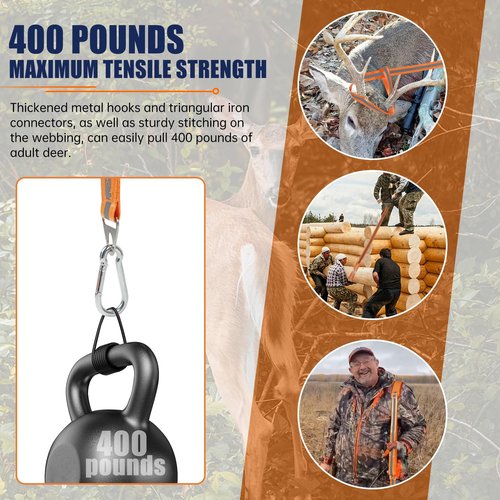 CROSSHIP Deer Drag Harness Hunting Gear, Heavy Duty Safe Reflective Drag Rope Deer Pulling Harness, with Adjustable Shoulder Strap & Non-Slip Handle, Quick & Easy Prey Transport Hunting
