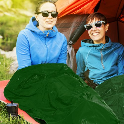 Qunclay 6 Set Emergency Sleeping Bag Portable Bivy Sack with Whistles Thermal Waterproof Survival Bag Foldable Lightweight Emergency Supplies for Outdoor Travel Camping Hiking(Green)