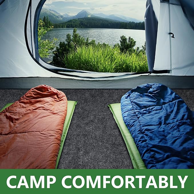 DECOHS 6.2 x 5 Ft Camping Tent Carpet Mat- Waterproof Outdoor Tent Rug- Portable Cutable Picnic Camping Floor Blanket for Outdoor Camping Lawn Supplies, Large, Black