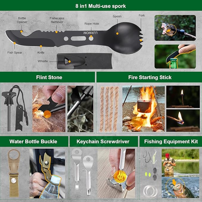 Gifts for Men Dad Husband Boyfriend, 30 in 1 Survival Gear and Equipment, Emergency Survival Kit Camping Accessories, First Aid Kit for Camping Hiking Hunting Fishing
