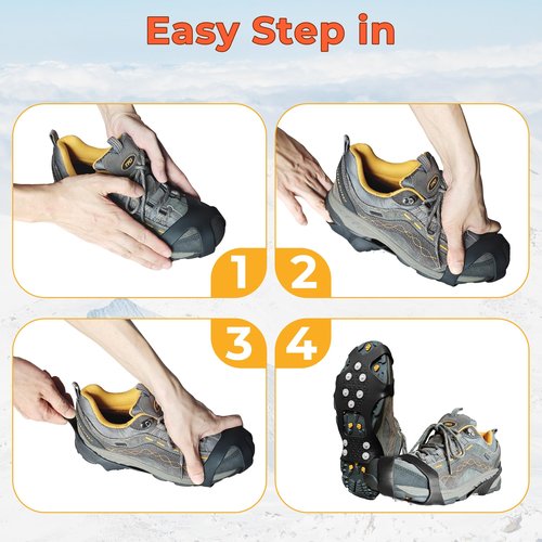 ice Spikes for Shoes - Enhanced Walk Traction Ice Cleat Spikes Crampons with 10 Upgraded Firm Nail Spikes - Stretchable Snow Grips for Secure Footwear Traction During Winter Activities (X-Large)