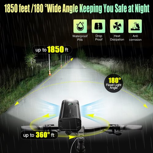 2025 New Super Bright High Lumens Bike Lights for Night Riding,6LED 360°Rotatable Bike Headlight,Bicycle Light-10 Modes,Long Runtime, Upgrade Waterproof USB Rechargeable Bike Light,with Taillights