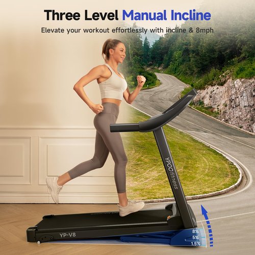 Treadmills for Home Use, Walking Pad Treadmill with Incline, Auto Foldable Treadmills for Home, 8.0 MPH Running Treadmill with Bluetooth Enabled, 300 lbs User Capacity