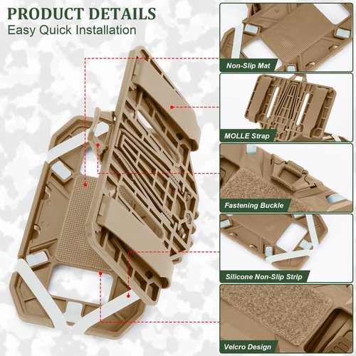 AGPTEK Universal Molle Tactical Phone Holder - Chest Mount for Tactical Vests and Plate Carriers, Phone Mount Fits 4.7"-6.7" Cell Phones, Ideal for Outdoor Paintball, Airsoft, and Hunting(Tan)