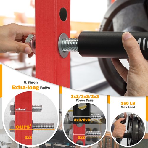 MIUONO Weight Plate Holder, Power Rack Attachments Squat Rack Weight Plate Holder Storage for 2 inch Olympic Plates, 2x2 3x3 2x3 Power Cage for 1 inch holes (4 Pack)