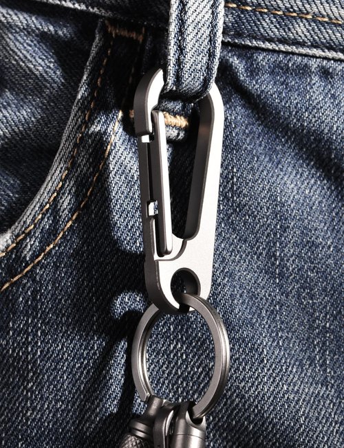 TIKEY Key Clip for Belt,Anti-Lost Quick Release Key Chain,Heavy Duty Keychain Carabiner Clip for Keys,Key Ring Hook (Titanium-Gray)