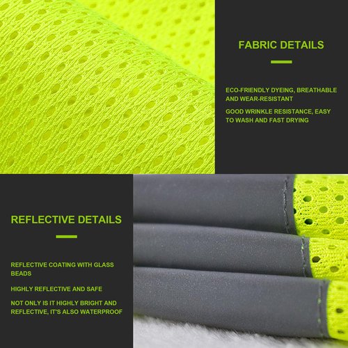 GOOFIT Reflective Vest, High Visibility, Breathable Vest, Lightweight Vest, Adjustable Reflectors for Running, Bicycle, Cycling and Jogging, for Men Women, with 4 Reflective Bands