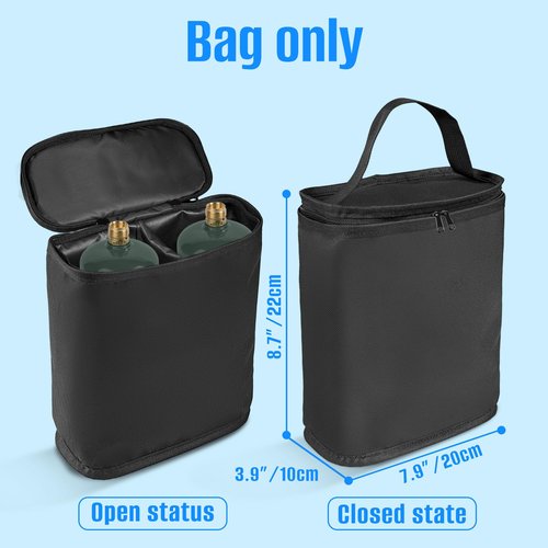 SIRUITON Mini Fuel Cylinder Storage Bag, Fuel Keg Refillable Propane cylinder for 2Pack1 LB Tank Cover, Waterproof 600D Oxford Small Propane Tanks Bag for Outdoor Camping, cooking