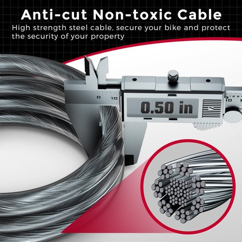 Windone Lock Bike Lock Cable, 4 Feet Bike Cable Lock Combination with Complimentary Mounting Bracket, 0.47 Inch Diameter (4FT, Black-12mm)