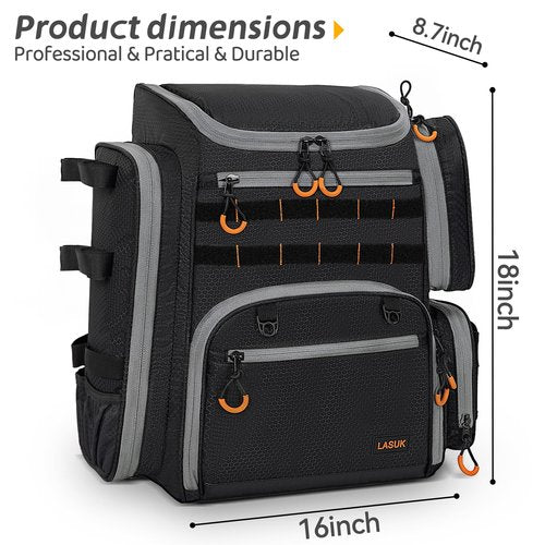 LASUK Fishing Tackle Backpack - Lightweight Outdoor Tackle Storage Bag - Water-Resistant Fishing Storage Fishing Gear and Equipment