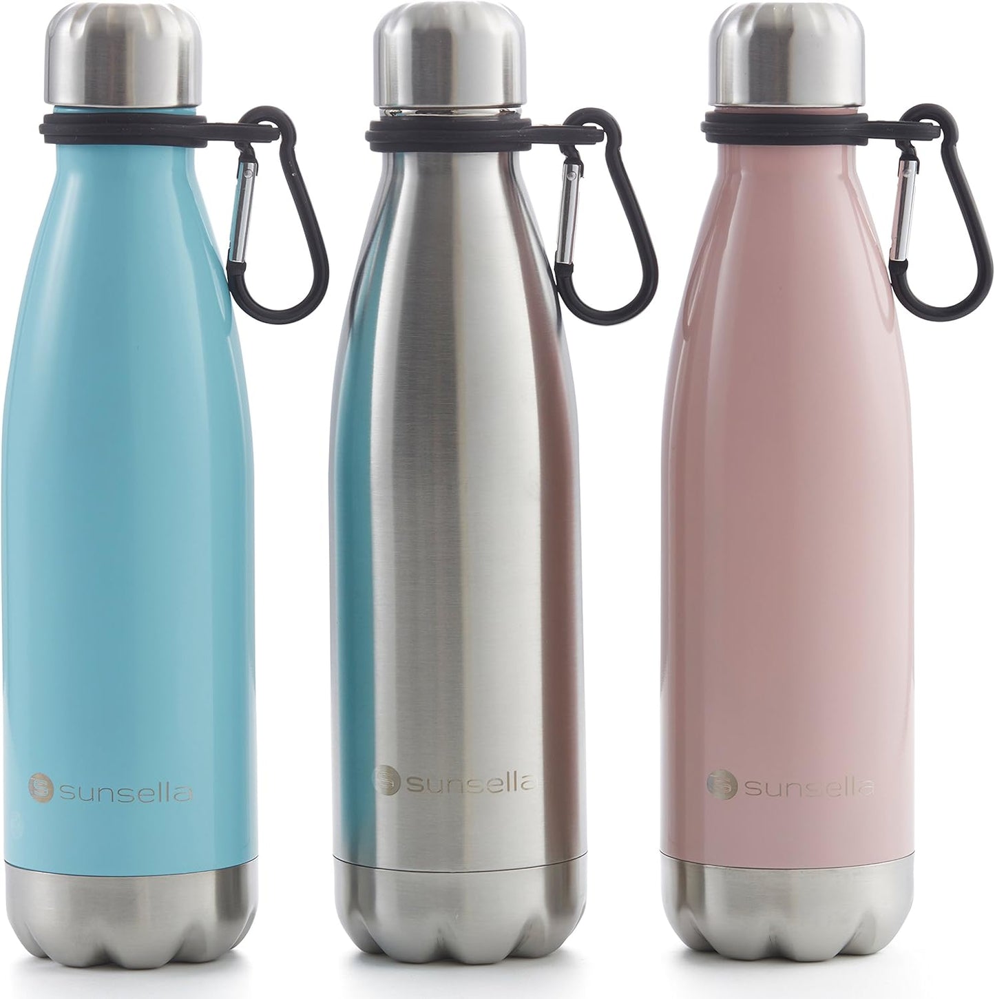 Silicone Water Bottle Carrier with Carabiner (2 Pack)