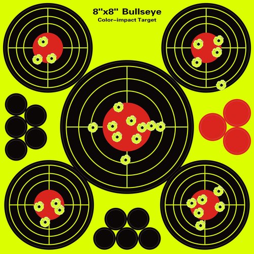 Splatter Targets Stickers - Self Adhesive Shooting Targets Bullseye Shot with Bright Yellow Effect for Outdoor Indoor Shooting Practice - 8x8 Inch(20Pack)