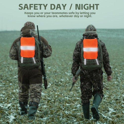 Watayo 6 Pcs Blaze Orange Safety Panel- 9 x 12 Inch Blaze Orange Panel Hunting Mesh- Orange Tent Backpack Cover Safety Panel with Reflective Strips for Field Hiking Camping Biking