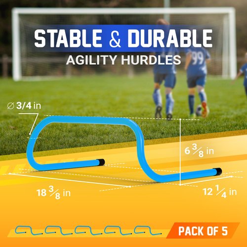 Yes4All Agility Speed Training Agility Hurdles for Athletes - 5 Pack - Speed and Agility Training Equipment for Soccer Basketball Football Hurdle Training (Blue)